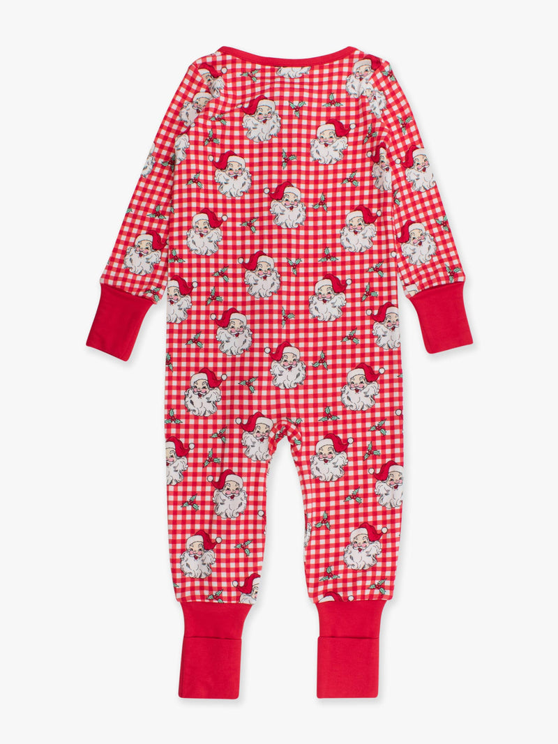 SoftSnooze™ Baby Bamboo Viscose Red Dear Santa Convertible One Piece Footie Pajama