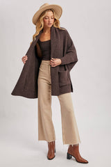 OPEN FRONT BLANKET WRAP BOUCLE KNIT SWEATER CARDIGAN- One Size