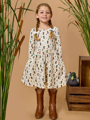Girls Mallard Marsh Duck Knit Long Sleeve Twirl Dress