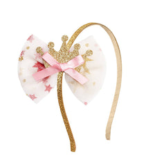 Princess Crown Tulle Bow Headband - Kids Hair Accessories