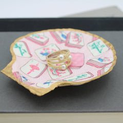 Mahjong Shell Jewelry and Trinket Dish - Pink