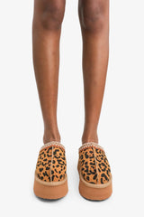 Cozy Fur-Lined Slipper, Rubber Sole: Leopard