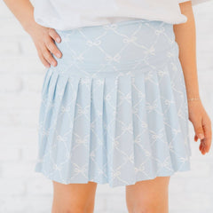 Sky Blue Bow Trellis Athletic Skort