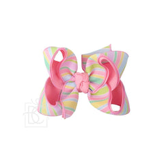 Pastel Striped Layered Bow on Alligator Clip: 4.5" Large