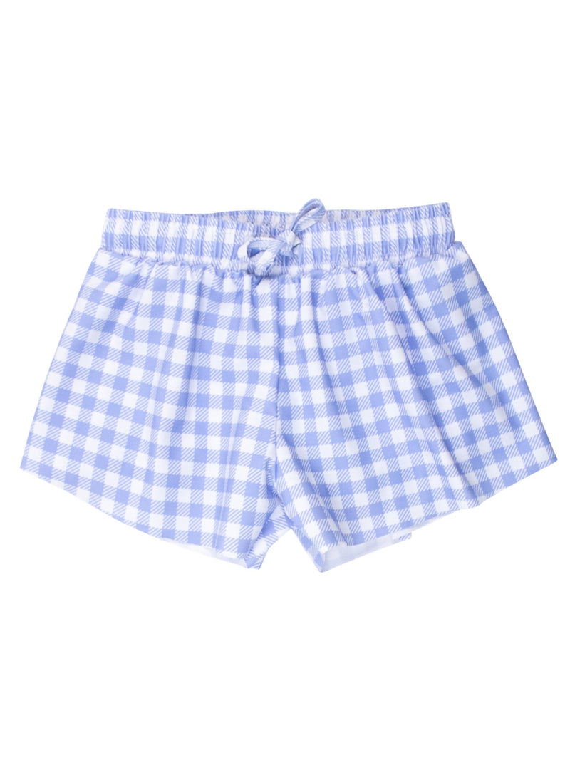 Girls Periwinkle Blue Gingham Active Butterfly Shorts