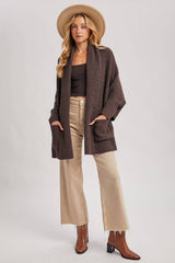 OPEN FRONT BLANKET WRAP BOUCLE KNIT SWEATER CARDIGAN- One Size