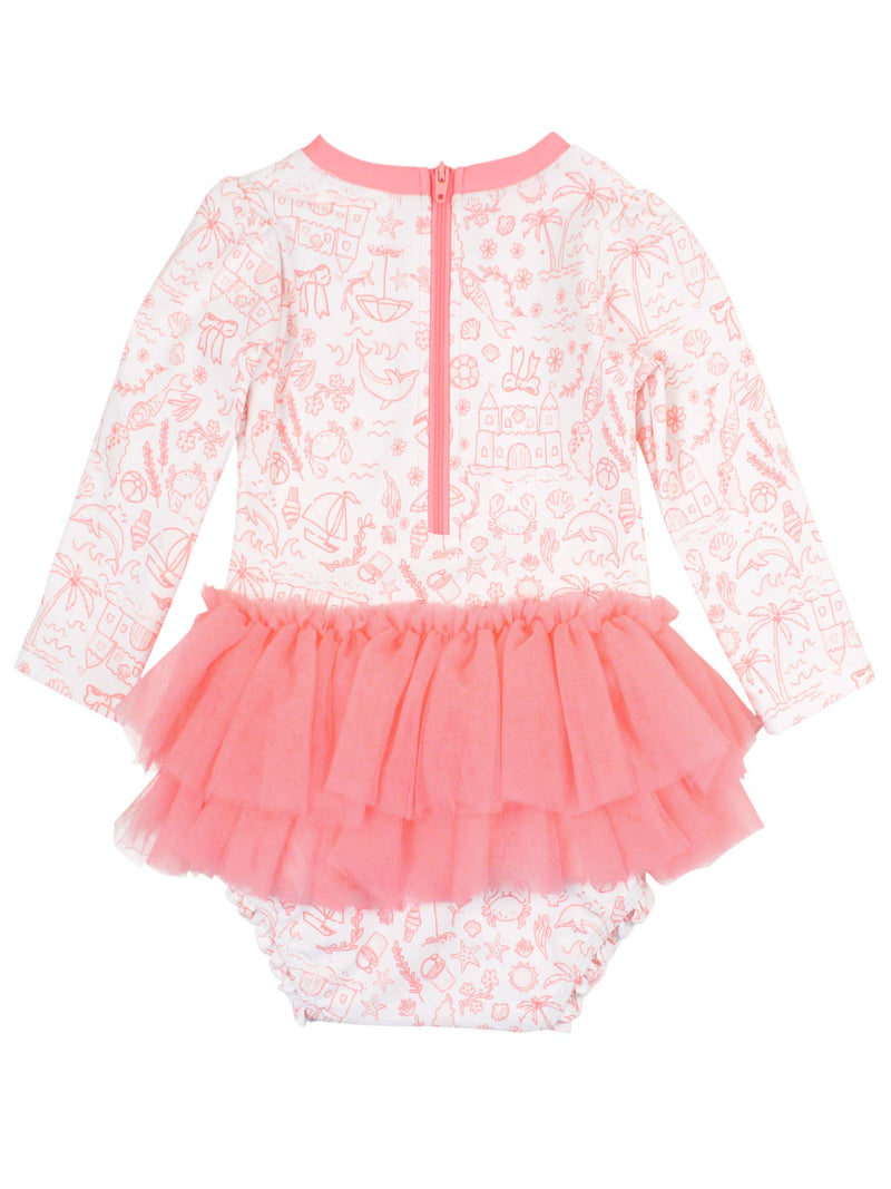 Baby Girls By the Seaside Tulle Skirted One Piece Rash Guard