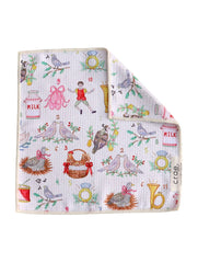 Partridge in a Pear Tree: Double-Sided Washcloth: White / Washcloth (12 in x 12 in)