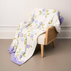 Cozy Dreams Luxe Blanket-Scalloped Floral Periwinkle