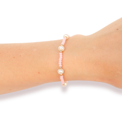 Pink Luster Pearl Bracelet: Standard 6.75 inch