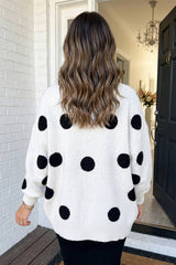 LAS Polka Dot Oversized Button Front Cardigan