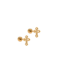 Screwback Stud Earrings - Latin Cross Gold