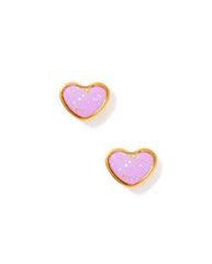 Screwback Stud Earrings - Nora Heart Purple