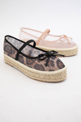 BIJOU MESH UPPER ESPADRILLE PLATFORM SLIP ON : LEOPARD