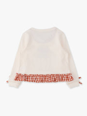 Girls Pumpkin Bow Ivory Applique Ruffle Bow Sweatshirt