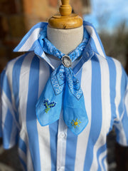 Embroidered Texas Bluebonnet Bandana: Pink