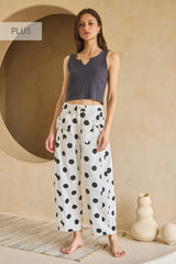 Polka Dot Printed Barrel Denim Pants
