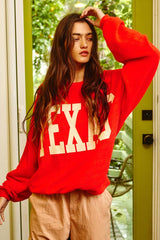 Texas Comfy Graphic French Terry Sweatshirt: RED