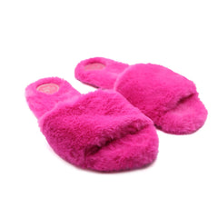 AVERIE - HOT PINK Faux Fur Slide : Hot Pink