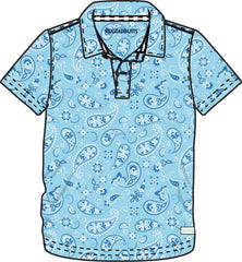Boys Blue Western Bandana Knit Short Sleeve Performance Polo