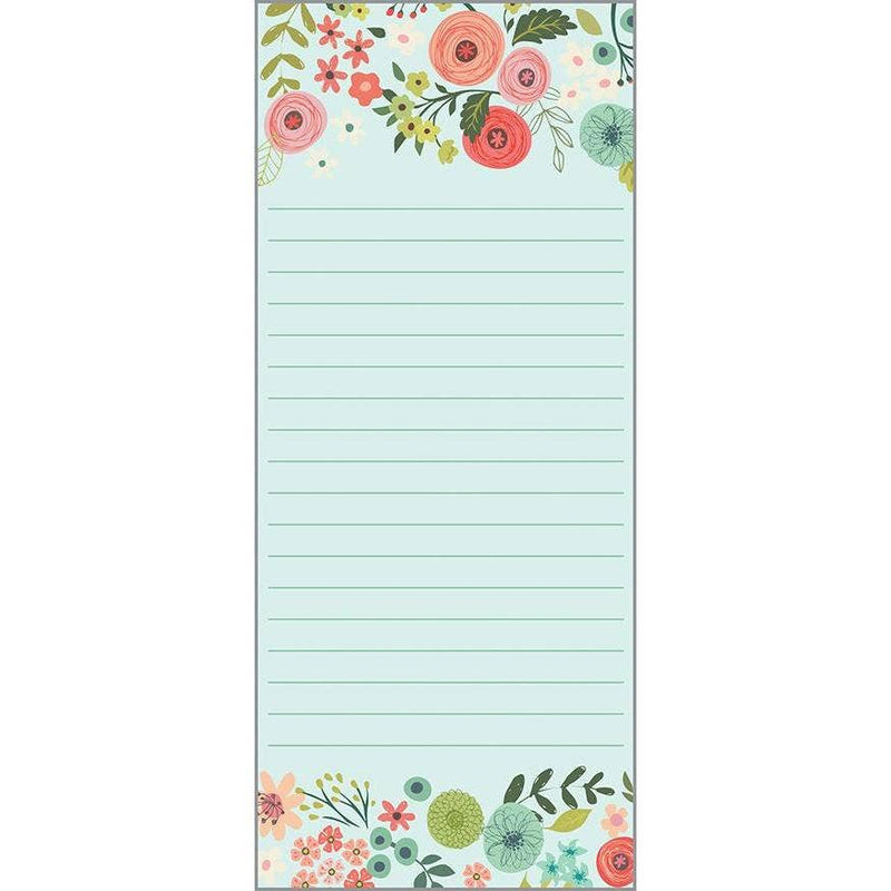 List Pad - Teal and Coral Flowers