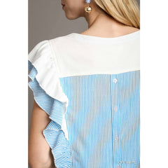 Ruffled Sleeve French Terry Top