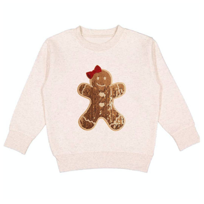 Gingerbread Sequin Patch Christmas Sweatshirt Girls Clothes