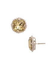 Cushion-Cut Solitaire Stud Earrings - Yellow