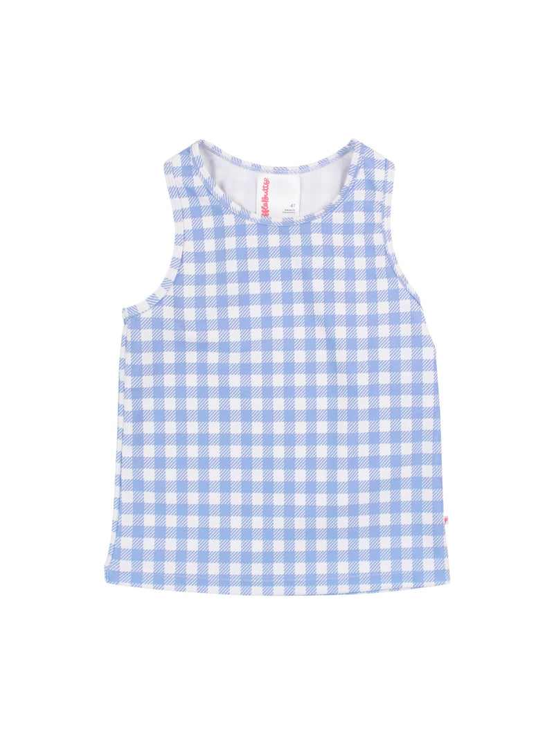 Girls Periwinkle Blue Gingham Active Tank Top