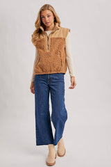 SHERPA CONTRAST HIGH STAND COLLAR VEST