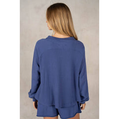 Cotton Terry Contrast Waffle Top with shorts