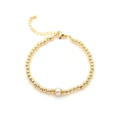 Gold Filled Bracelets: Gold Bead 4 mm and Pearl Bracelet
