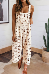 LAS Western Button Adjustable Straps Overall Jumpsuit