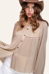 Soft Washed Button Down Waffle Textured Gauze Shirts