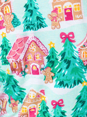 Girls Pink Jolly Gingerbread Knit Long Sleeve Twirl Dress