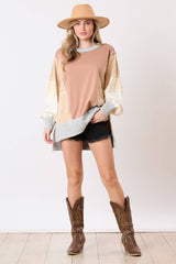 Color Block Oversized Knit Top