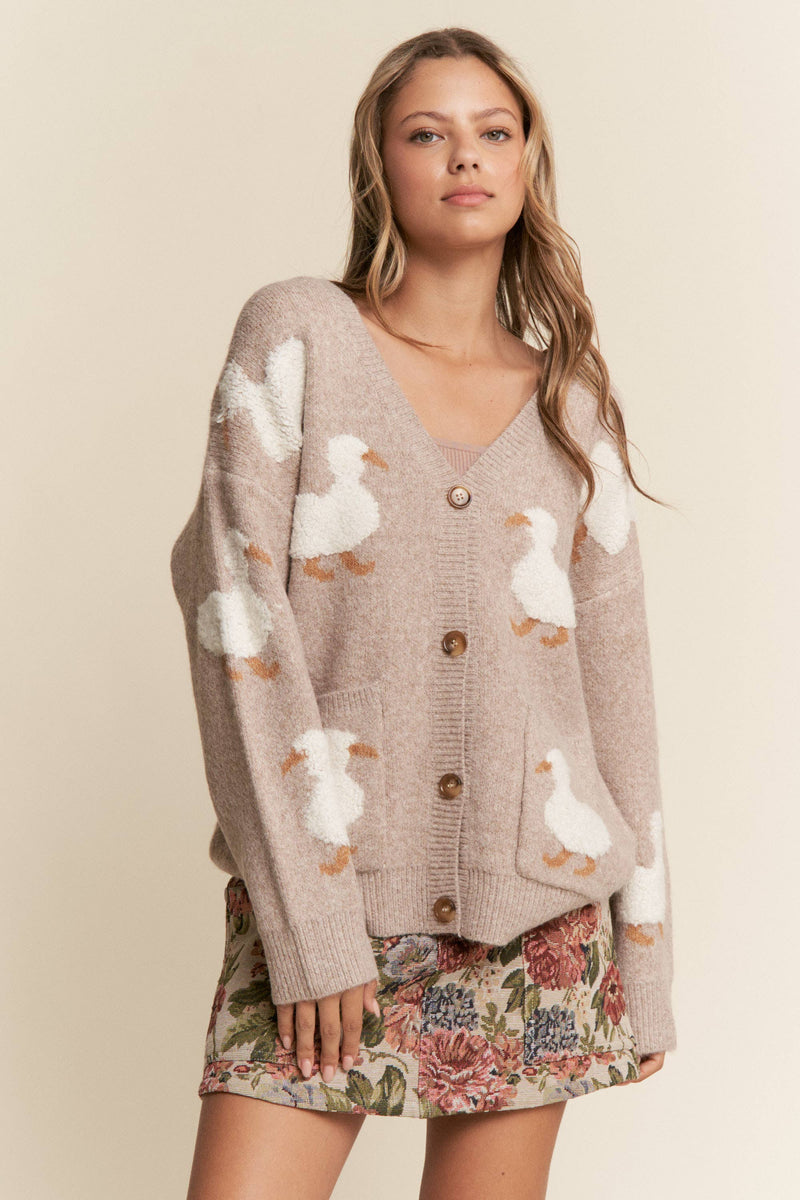 Duck Button Up Soft Knit Cardigan