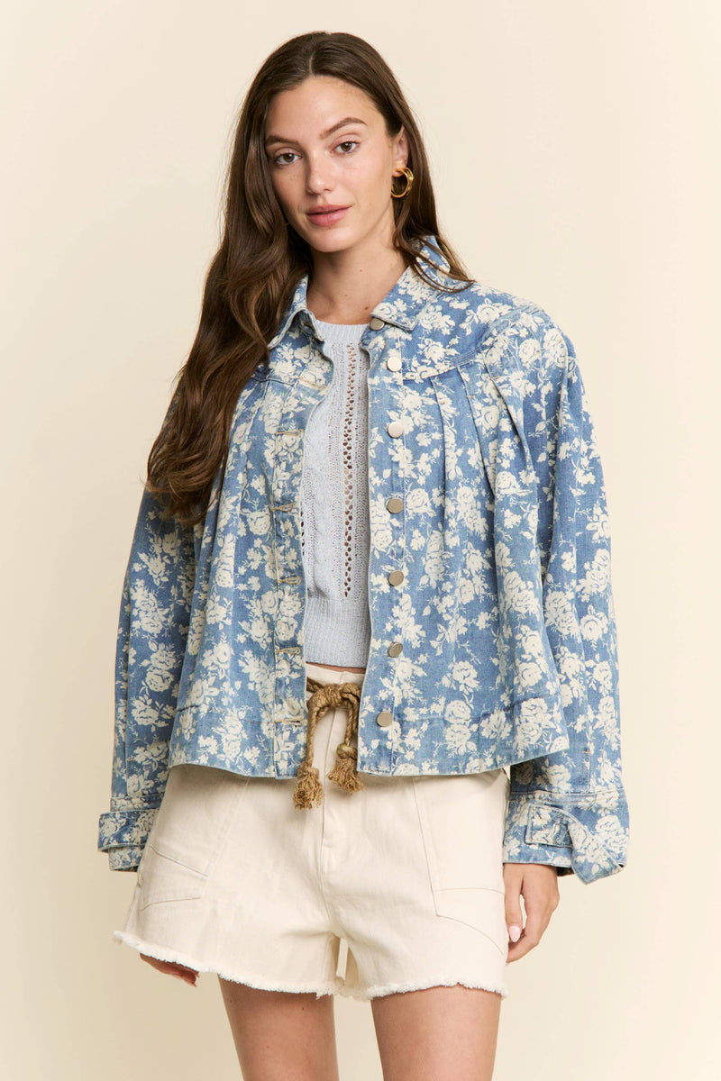 FLORAL PRINT DENIM JACKET