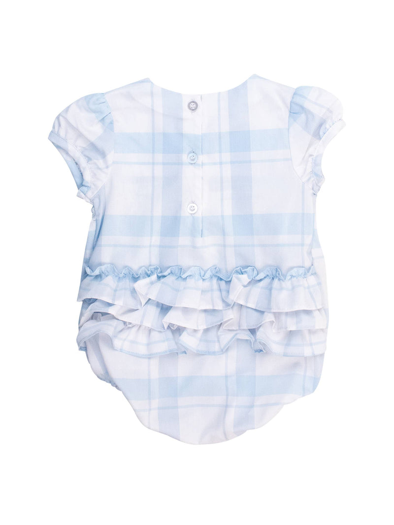 Baby Girls Smocked Puff Sleeve Romper with Stripes