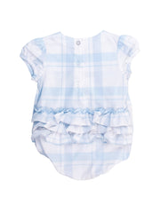 Baby Girls Smocked Puff Sleeve Romper with Stripes