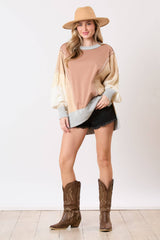 Color Block Oversized Knit Top