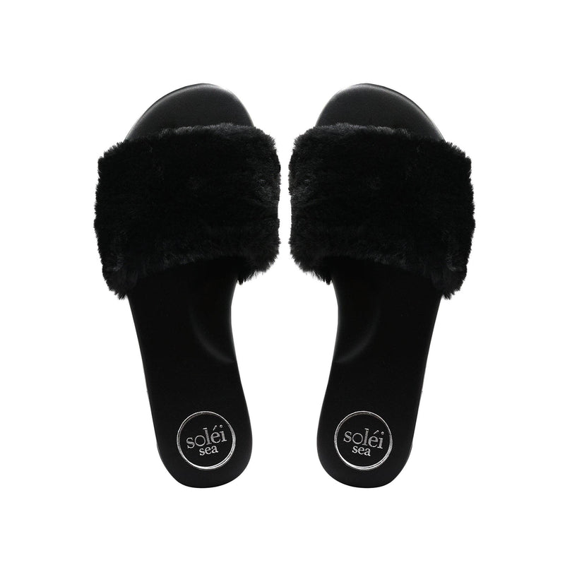 ZIELA - BLACK Faux Fur Slide : Black