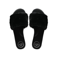 ZIELA - BLACK Faux Fur Slide : Black