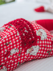 SoftSnooze™ Baby Girls Bamboo Viscose Red Dear Santa Convertible Ruffle One Piece Footie Pajama