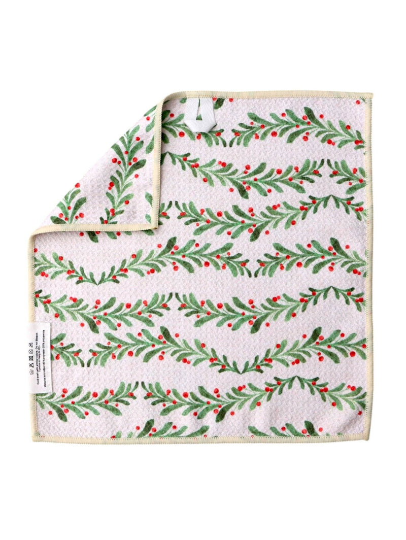Pine Garland: Double-Sided Washcloth: Cream / Washcloth (12 in x 12 in)