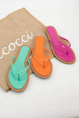PATENT THONG SANDAL CONTRAST COLOR OUTSOLE