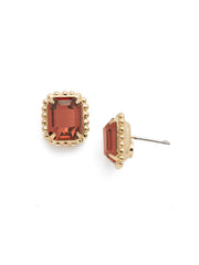 Octavia Scalloped Stud Earrings - Red