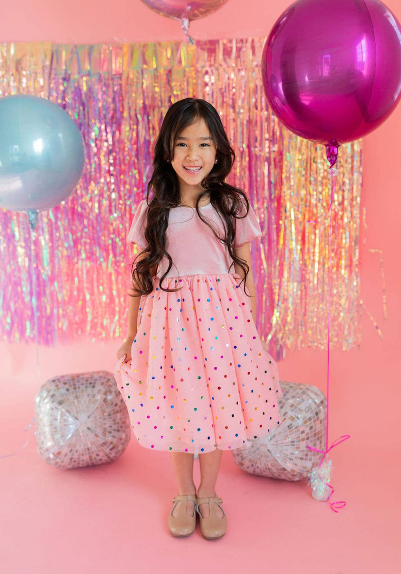 Diana in Soft Pink Confetti | Girls Luxury Dress