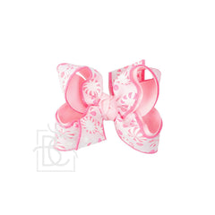 Peppermint Pastel Print Hair Bow on Alligator Clip: 4.5" Large