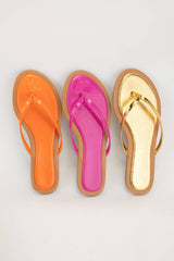 PATENT THONG SANDAL CONTRAST COLOR OUTSOLE